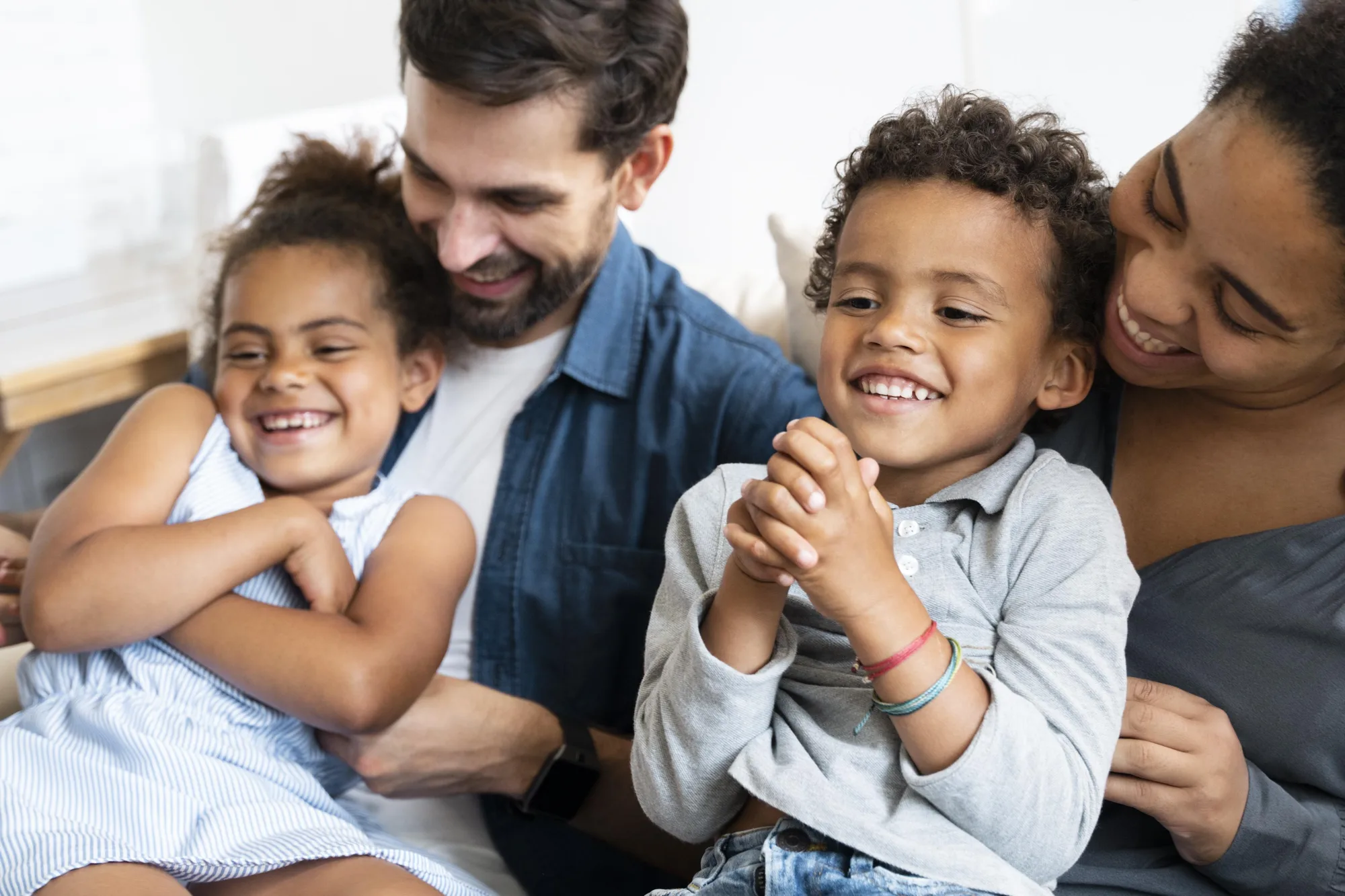 Family laughing together